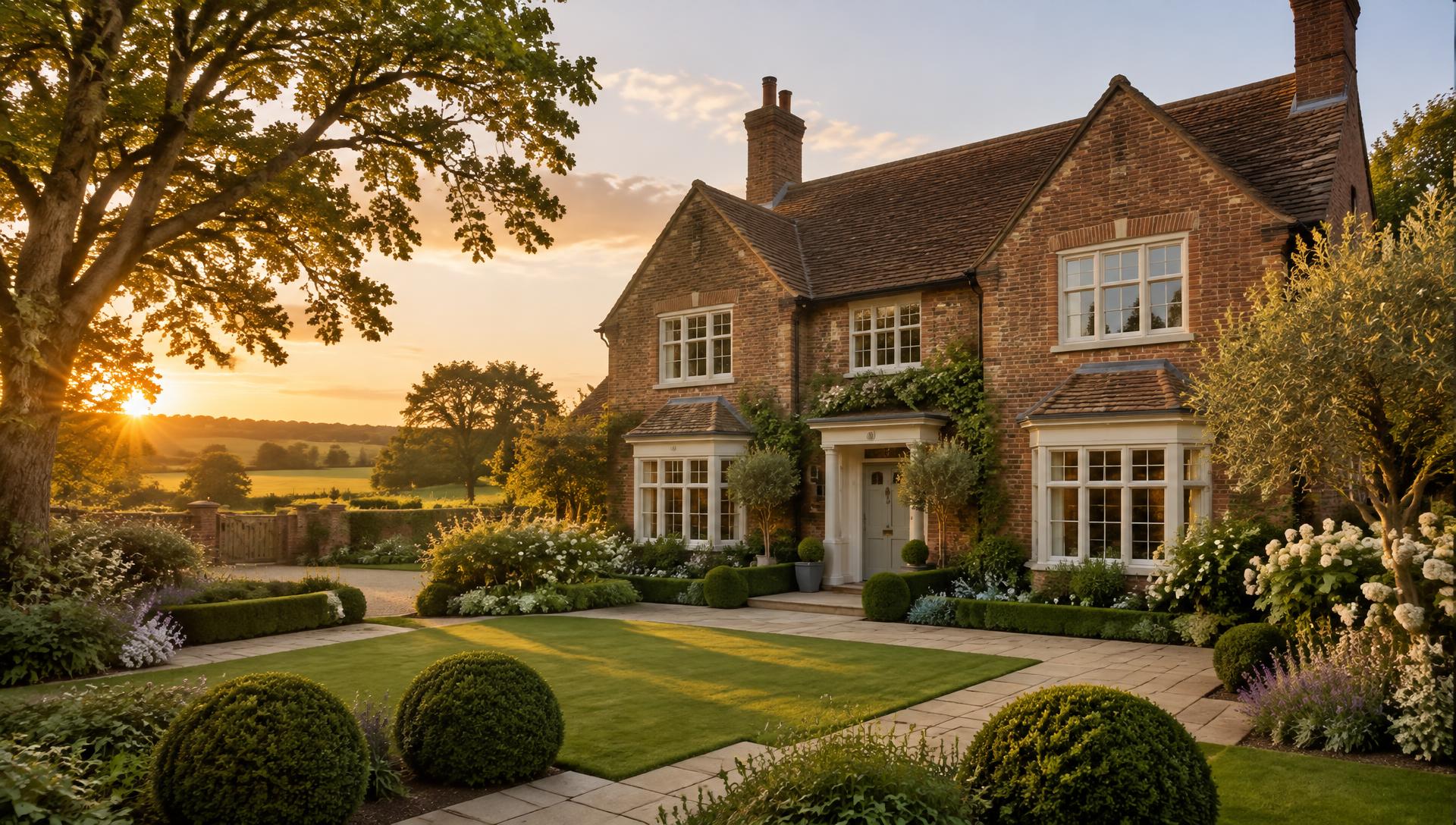 A well-kept English brick home with landscaped front garden